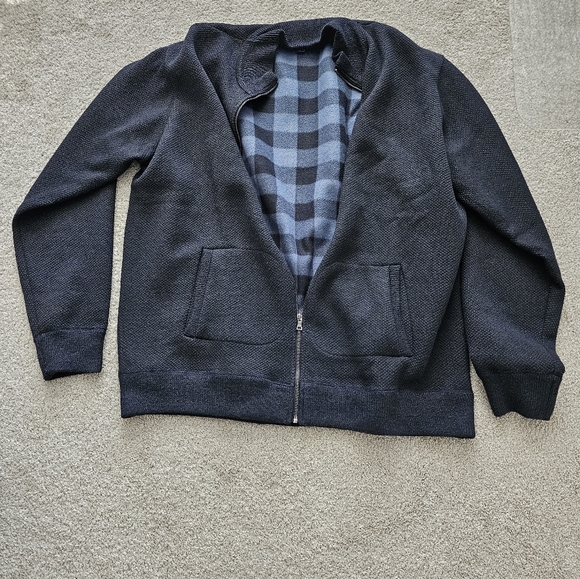 RHINELAND FULL-ZIP FLEECE-LINED SWEATER BIG & TALL - DARK NAVY HEATHER / 2XLB - Picture 4 of 6